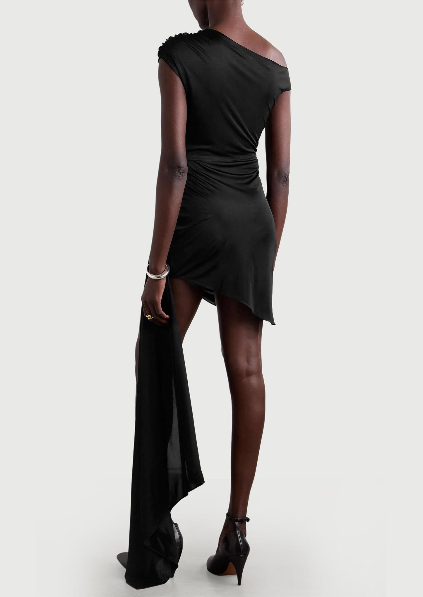 Rhinestone Bandage One Shoulder Mini Dress