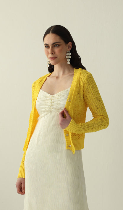 Solid V Neck Knitted Cardigan