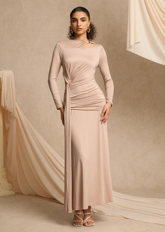 Layali Rose Maxi Dress With Metallic Decoration