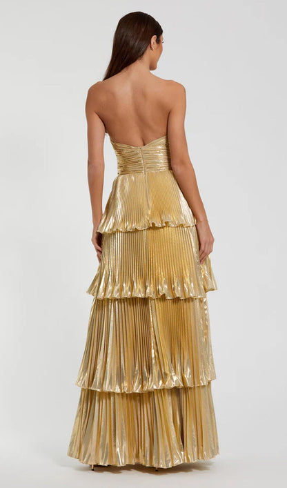 Noor Elegance Metallic Tiered Ruffle Maxi Dress