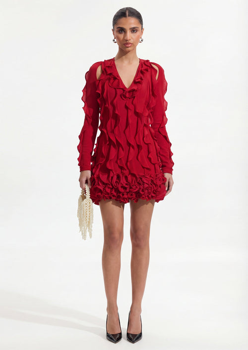 Vase-Shaped Floral Mini Dress