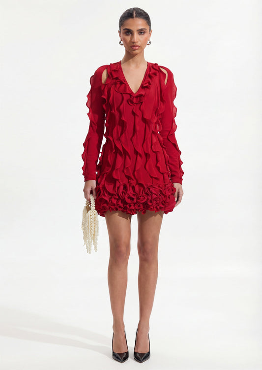 Vase-Shaped Floral Mini Dress