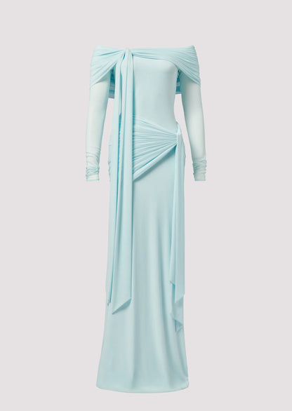 Heloise Long Sleeve Maxi Dress In Blue