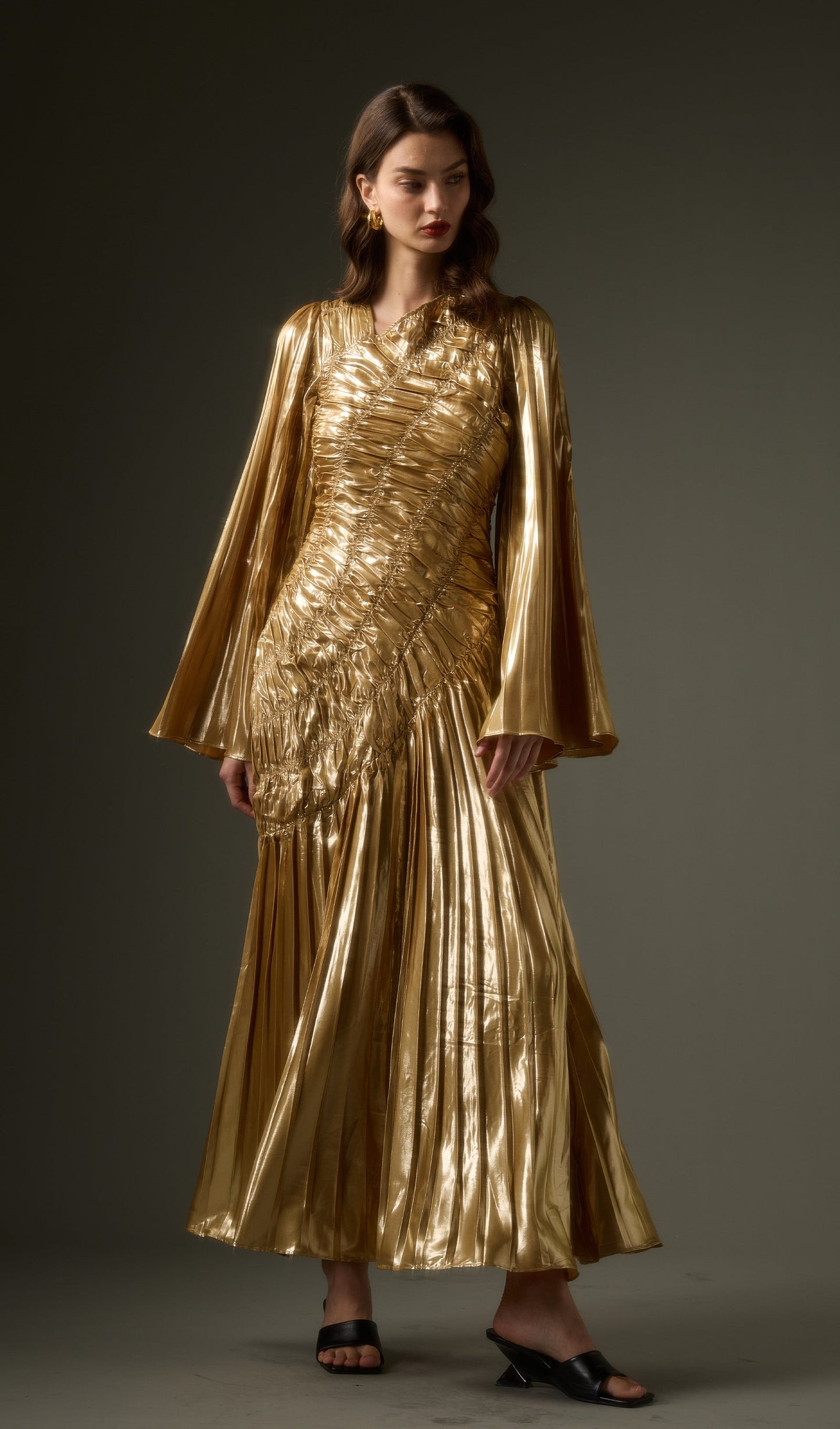 Metallic Maxi Dress In Gold