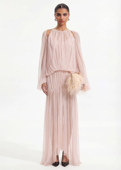 Voluminous Bubble Maxi Dress In Pink