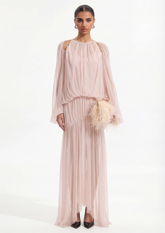Voluminous Bubble Maxi Dress In Pink