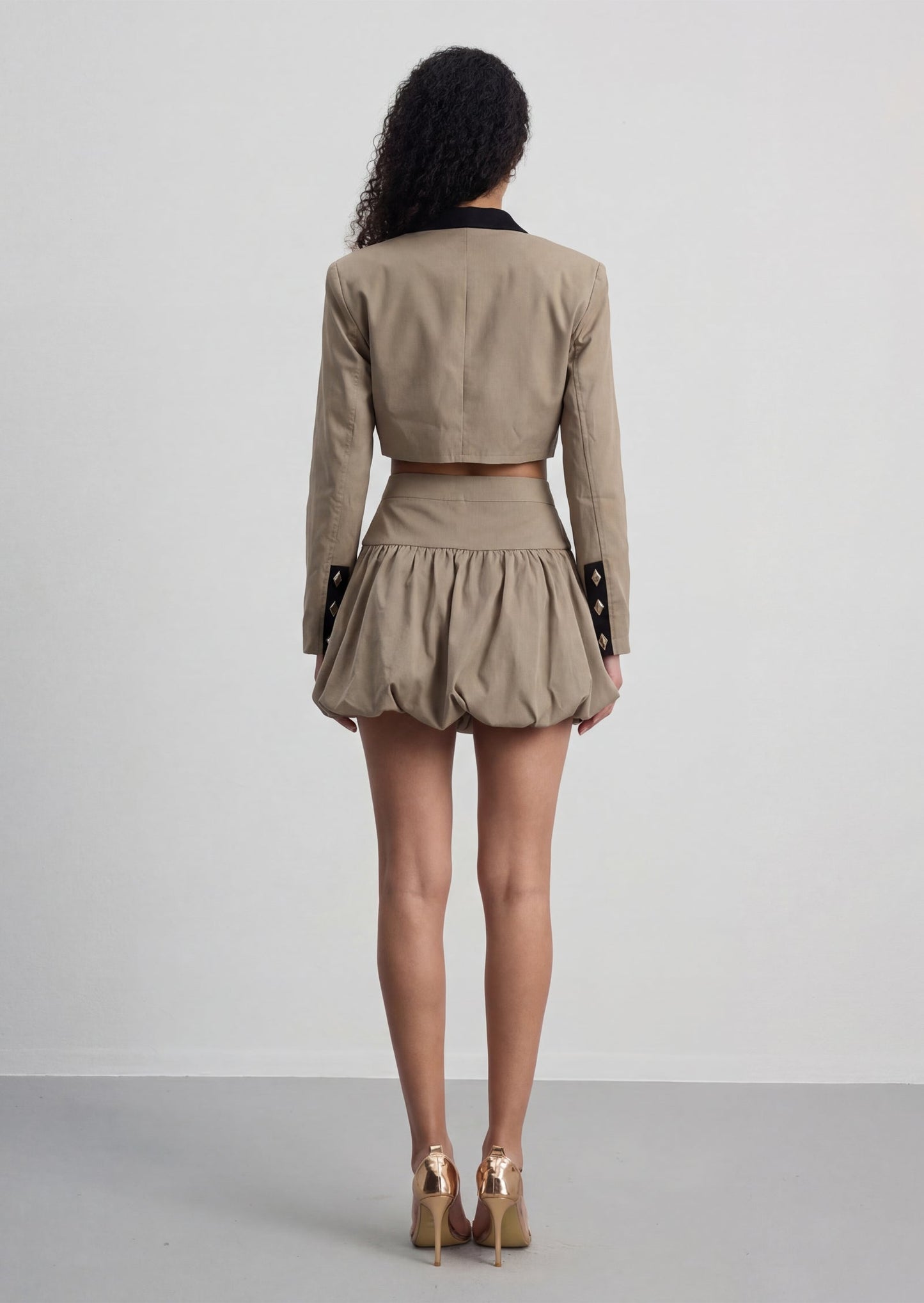 Short Blazer Paired With Tulip Skirt Set