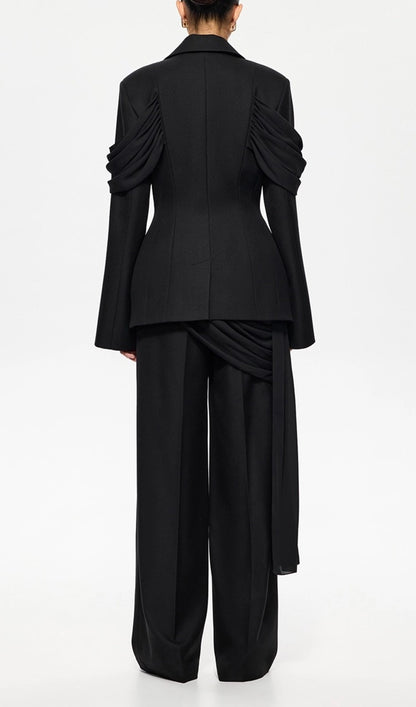 Panels  Suiting Jacket & Straight-Leg Trousers Set