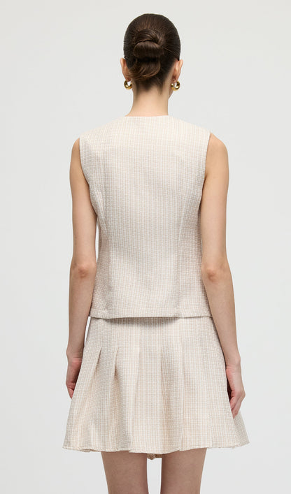 Round Neck Button Vest & Skirt Set