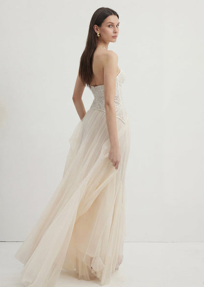Rui lace Strapless Corset Maxi Dress