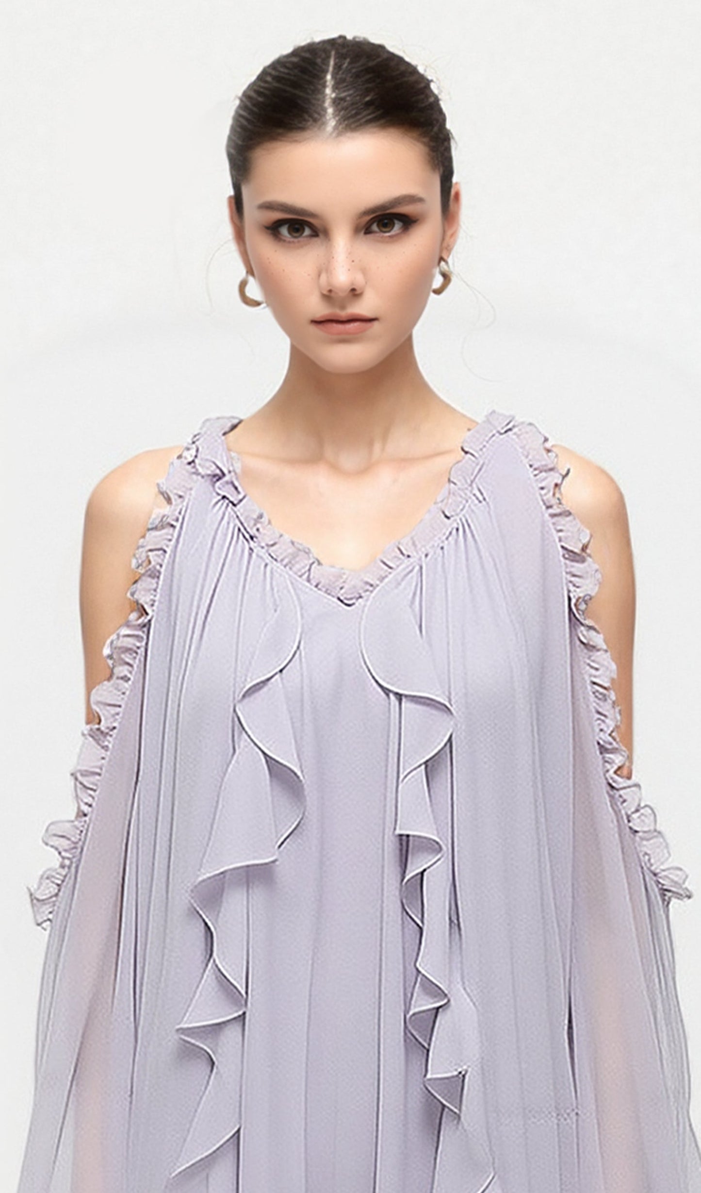 Off Shoulder Maxi Dress With Ruffled Trim