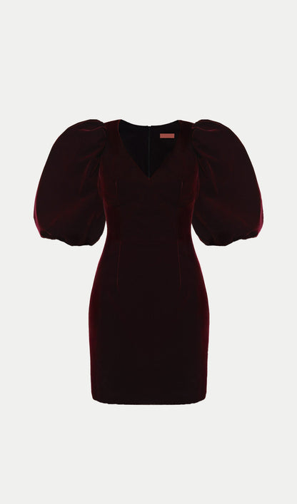 Velvet Puff Sleeve Mini Dress