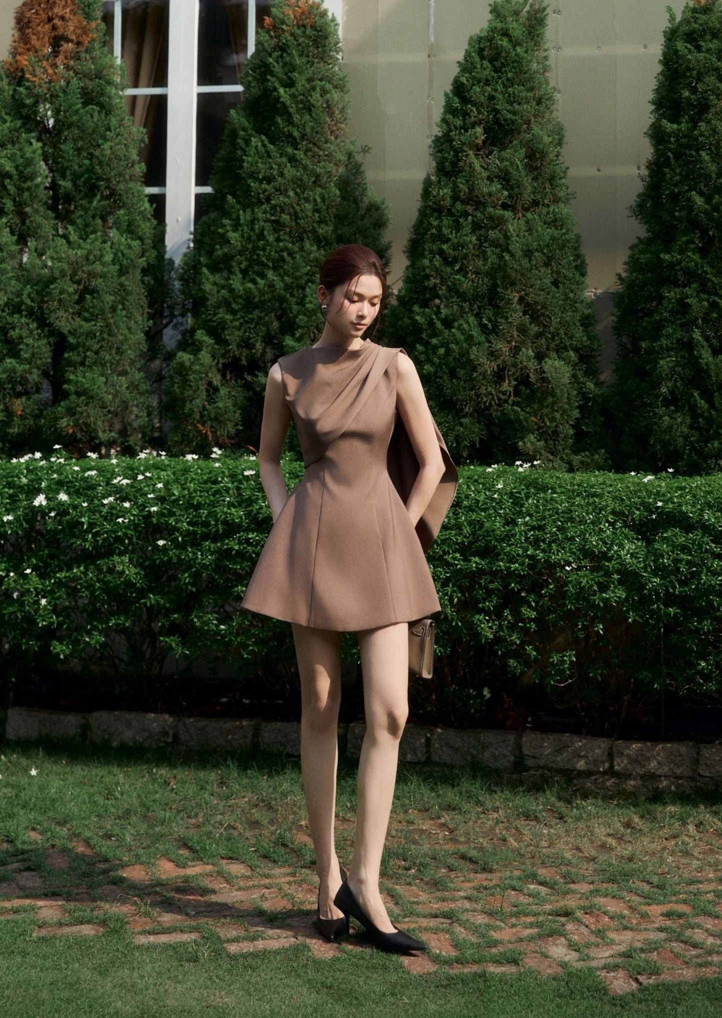 Diag Shoulder Gentle Mini Dress