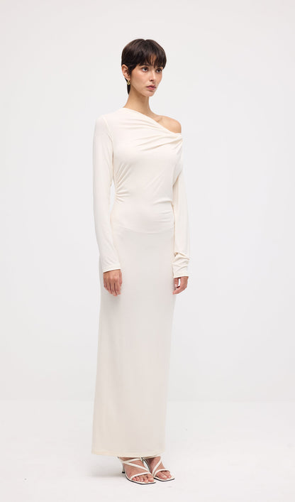 Draped Twist Knit Maxi Dress