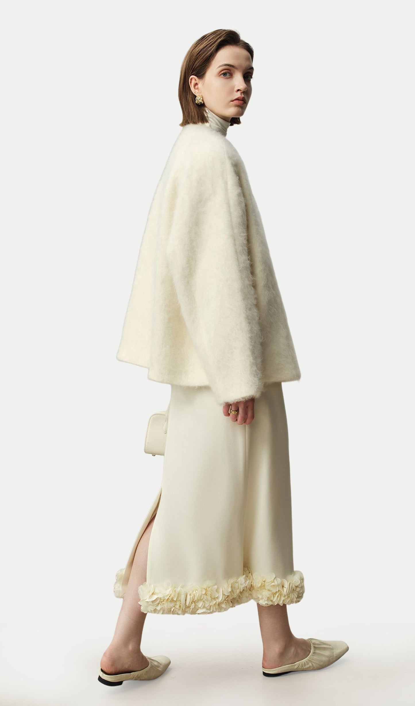 Boxy Brushed Wool One-Button Jacket
