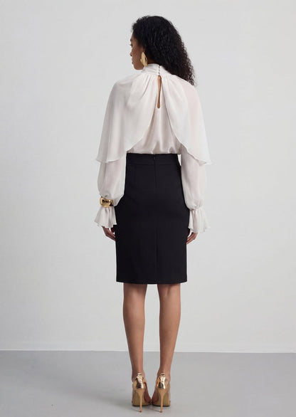 Elise Ruffled Long Sleeve Shirt In White