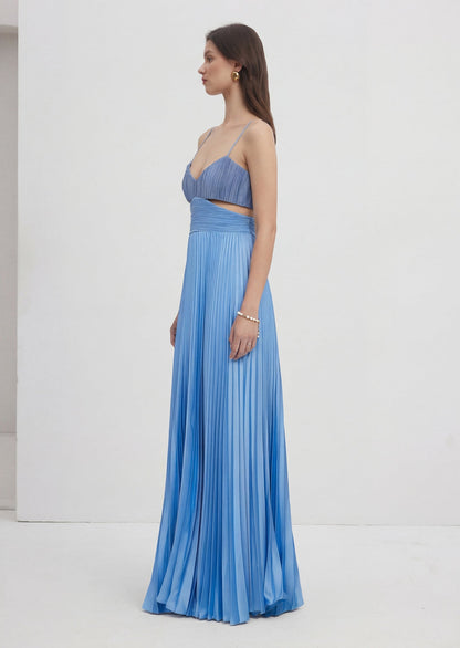 Sleeveless Cutout  Pleated Maxi Dress
