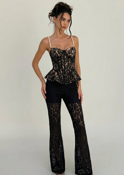 Elise Lace Corset Pants Set