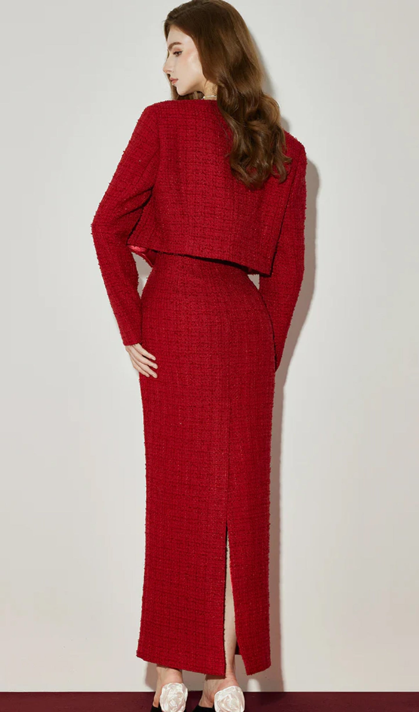 Bowknot Off-Shoulder Maxi Dress & Jacket Set