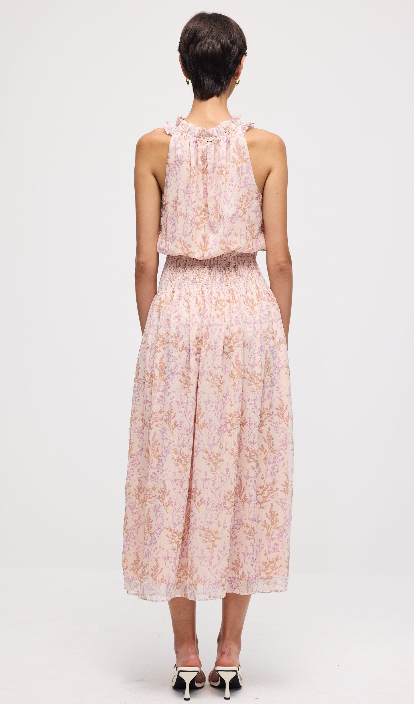 Floral Print Sleeveless Midi Dress