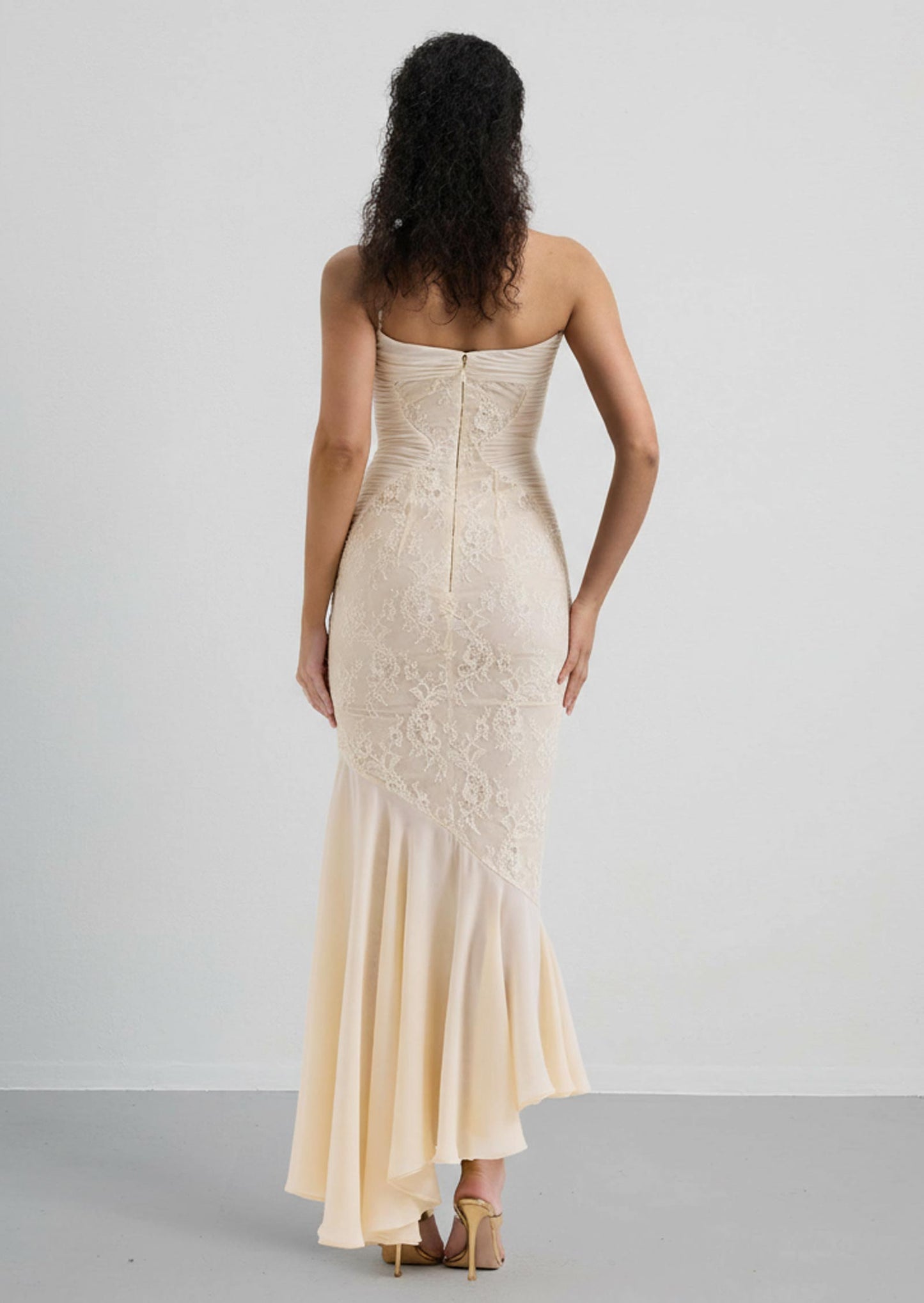 Vanilla Chiffon & Lace Maxi Dress