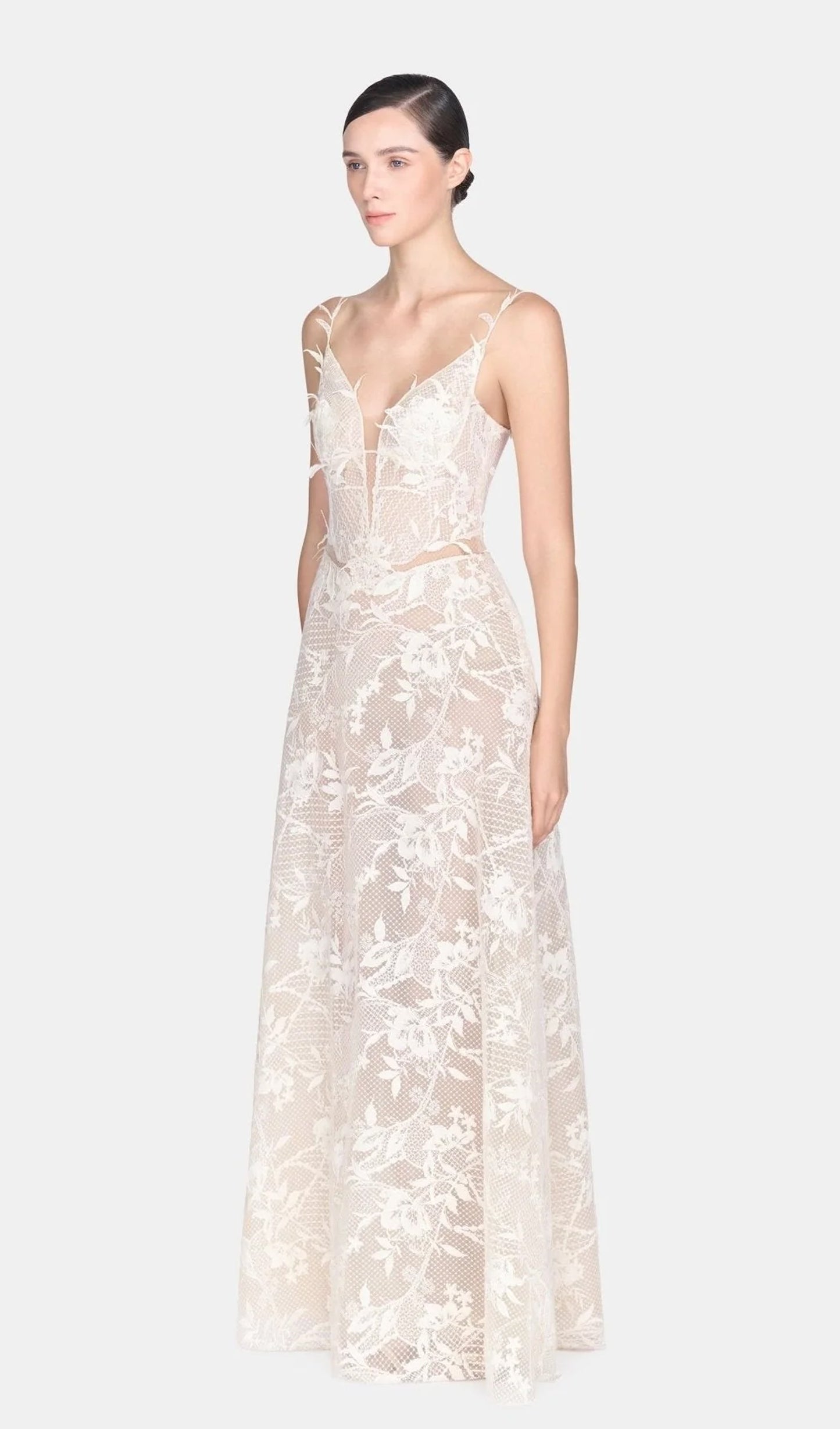 Ivory Strap Lace Maxi Dress