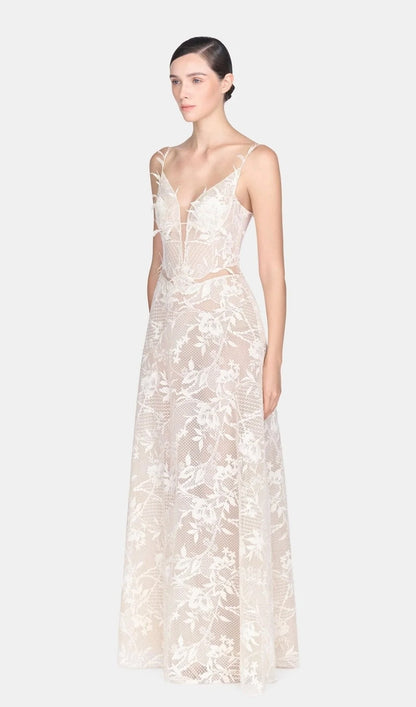 Ivory Strap Lace Maxi Dress