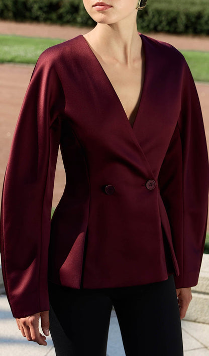 Jacket With Voluminous Sleeves And Waist Pleats