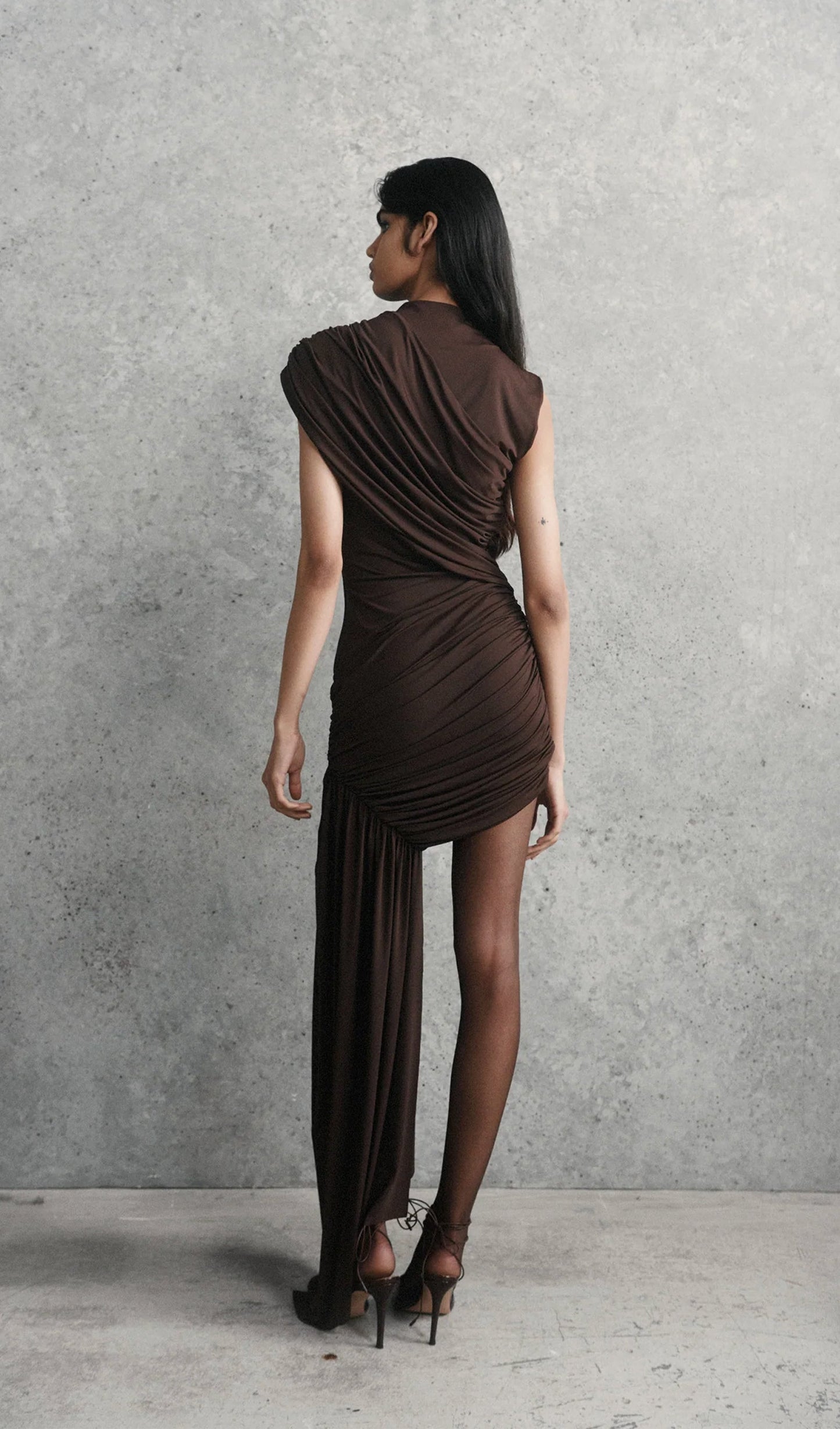 Asymmetrical Draping Mini Dress