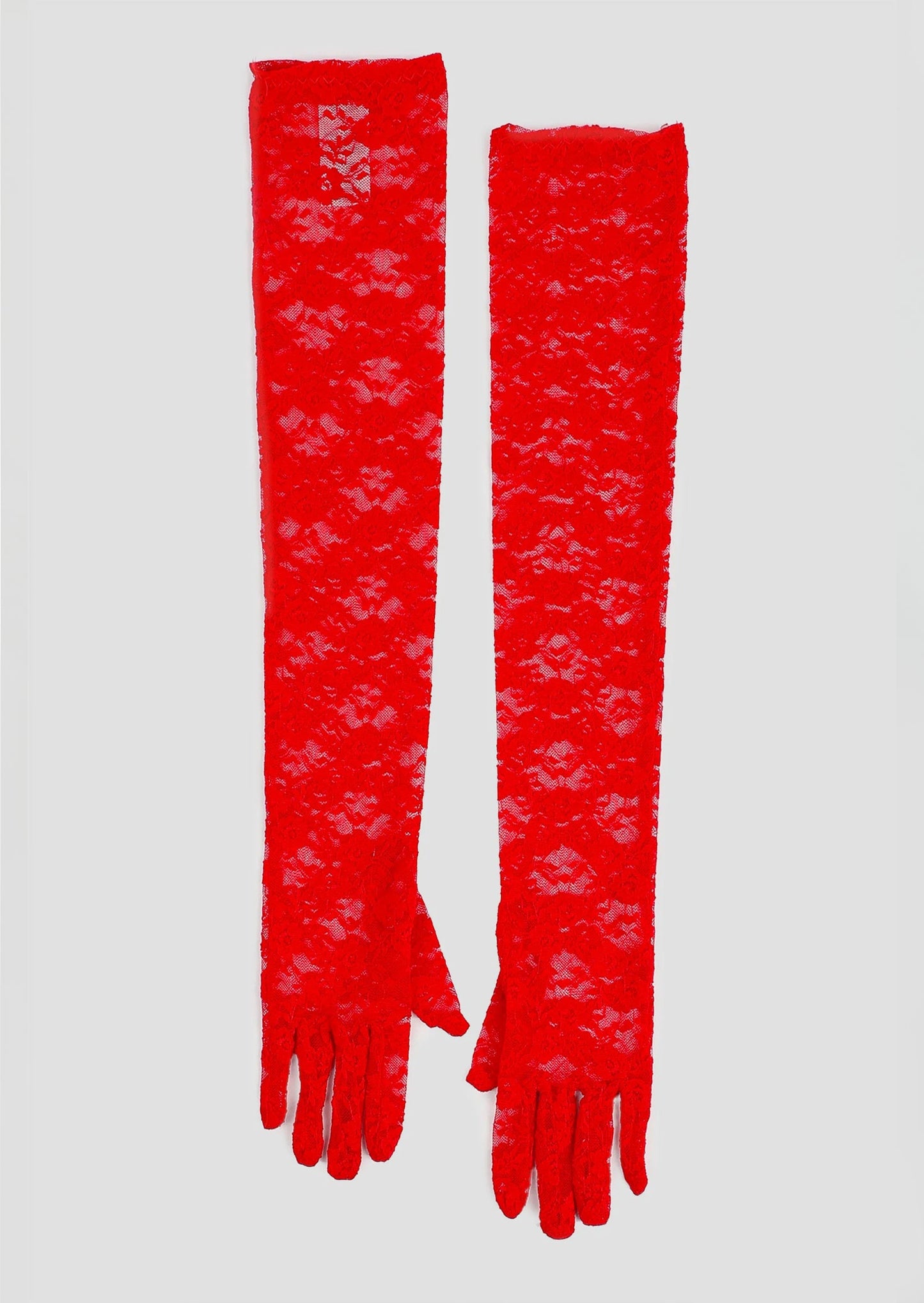 Long Lace Gloves In Red