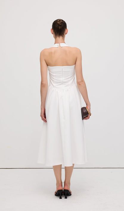 Solid Halter Midi Dress