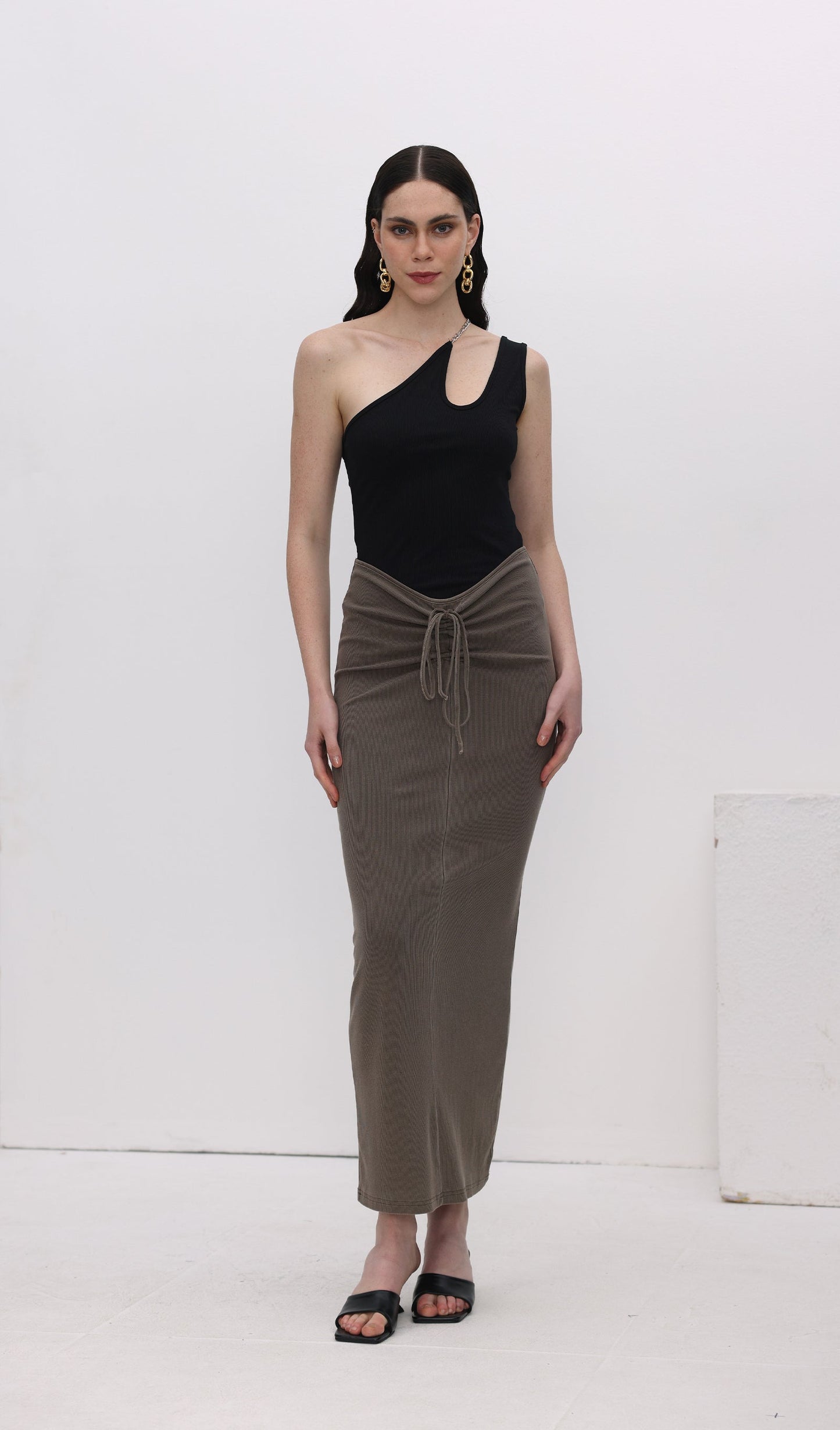 One Shoulder Metal Embellished Top