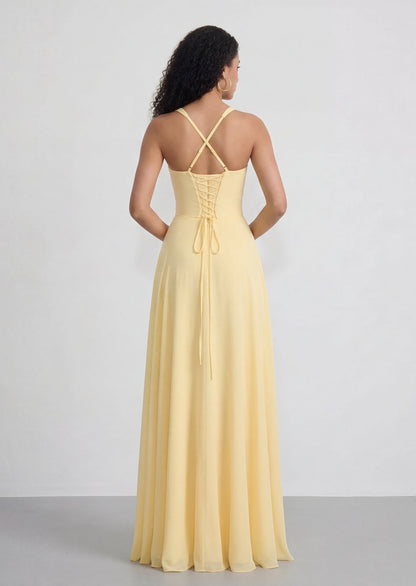 Irie Lace Up Maxi Dress In lemon