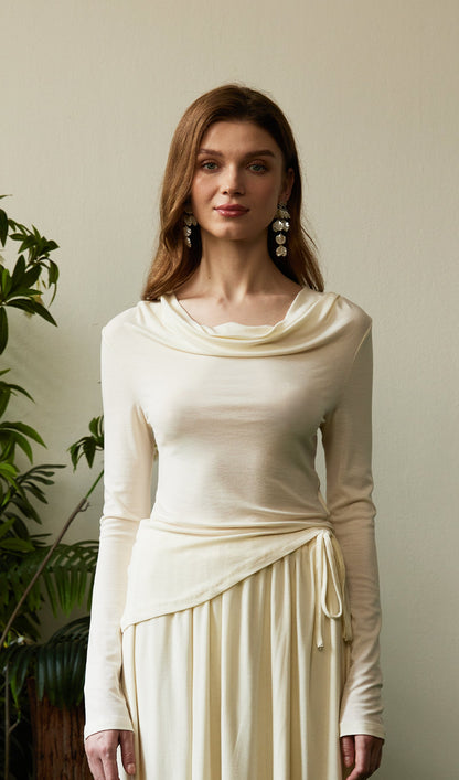 Solid Stretch Jersey Gathers Sets Skirt