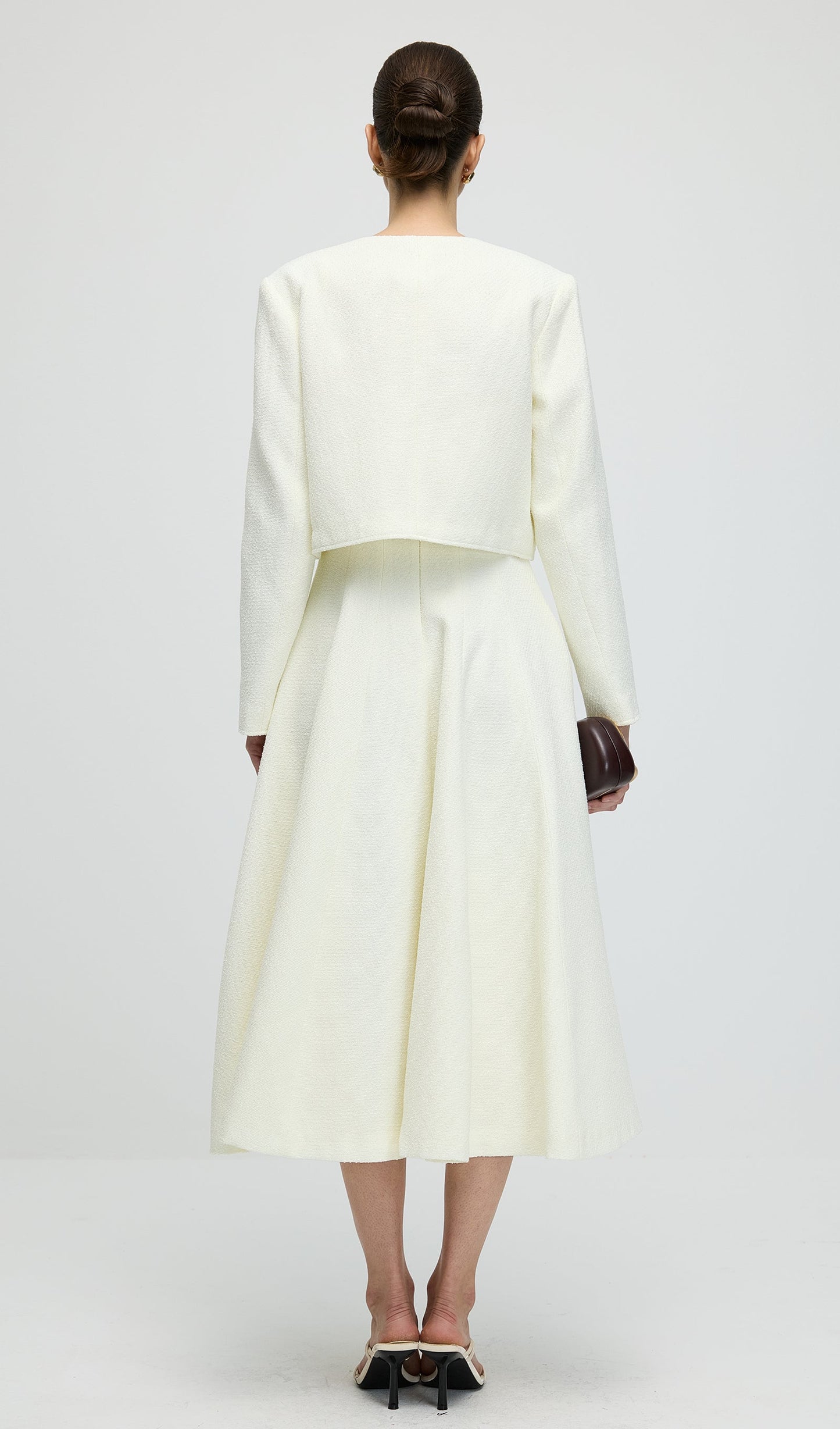 Long Sleeve Tweed Midi Dress Set