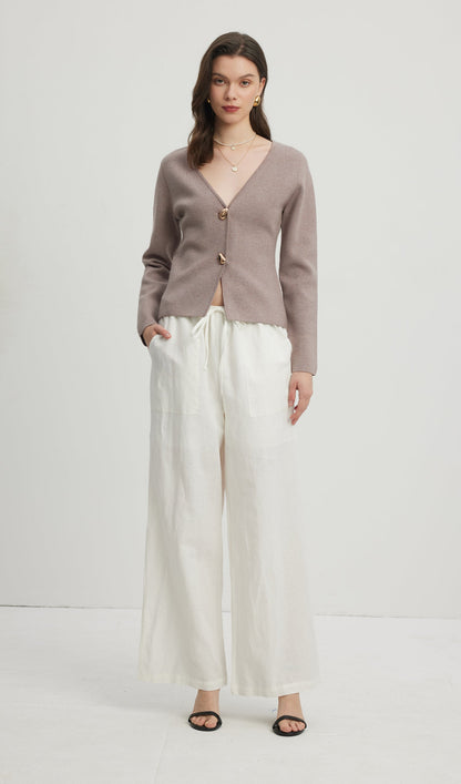 Loose Tie Pants White