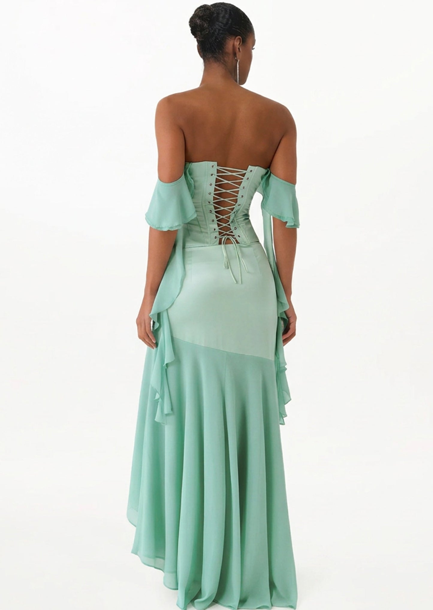 Deenesa Corset Top & Maxi Skirt Set In Mint