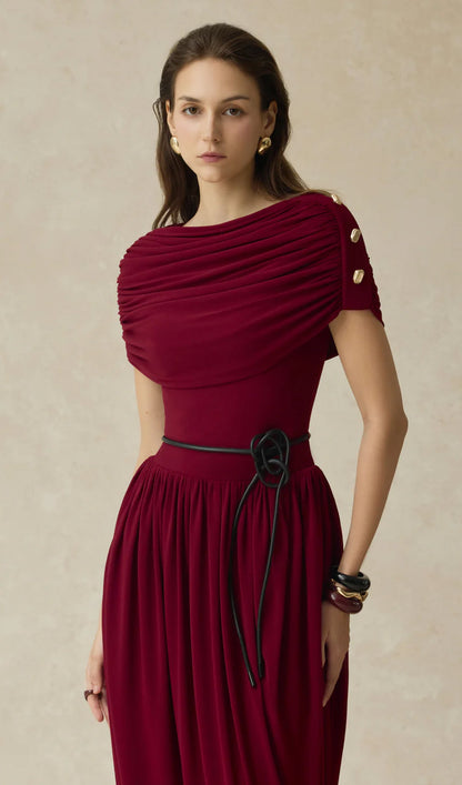Solid Cocoon Gathering Maxi Dress