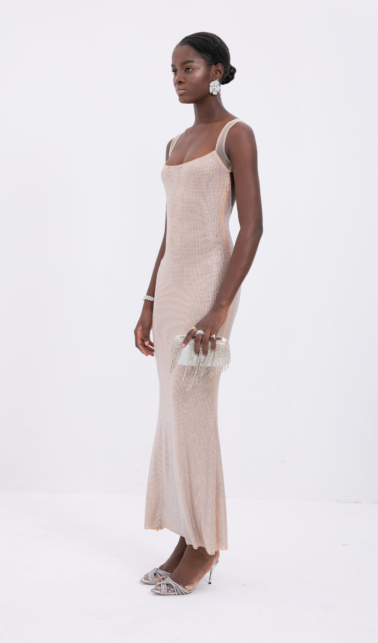 Trendy Hot Fix Maxi Dress With Mesh Back