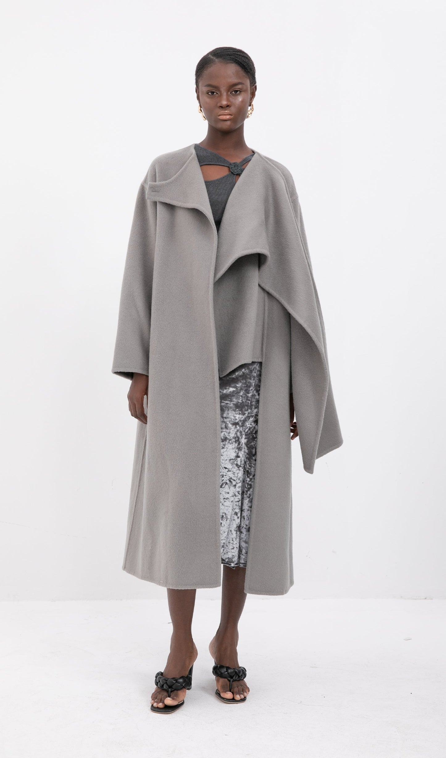 Trendy Oversized Cape Style Coat-Grey