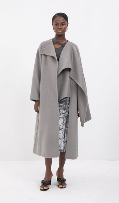 Trendy Oversized Cape Style Coat-Grey