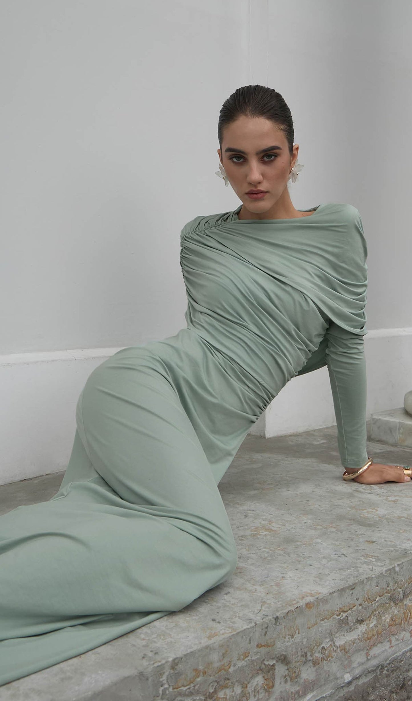 Knitted Maxi Dress With Pleats