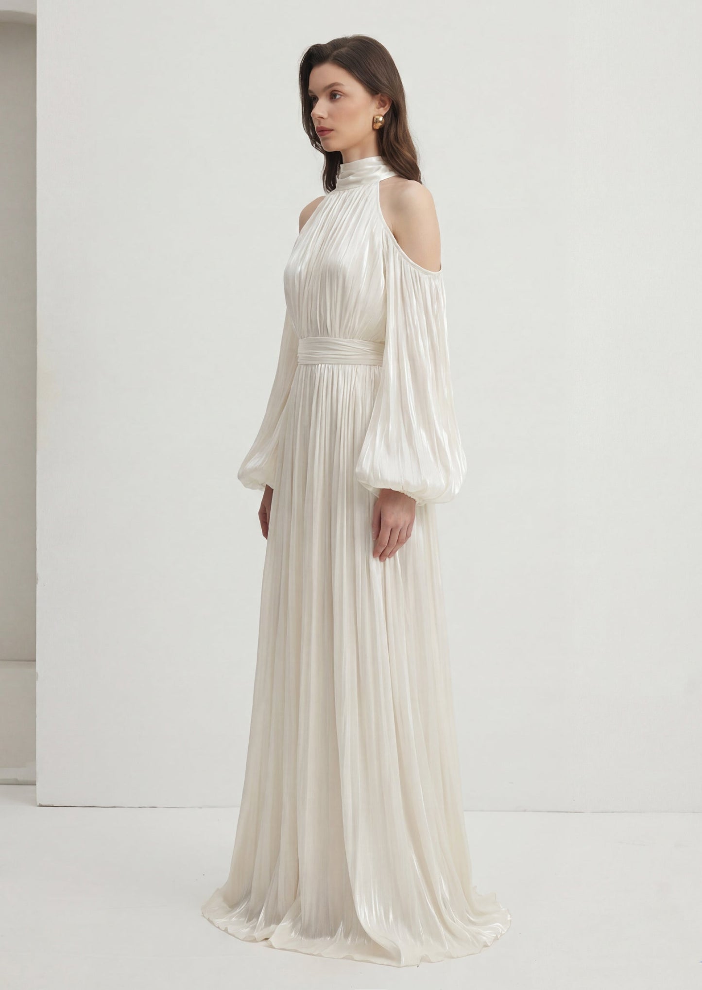 Lidar Off Shoulder Ruched Maxi Dress