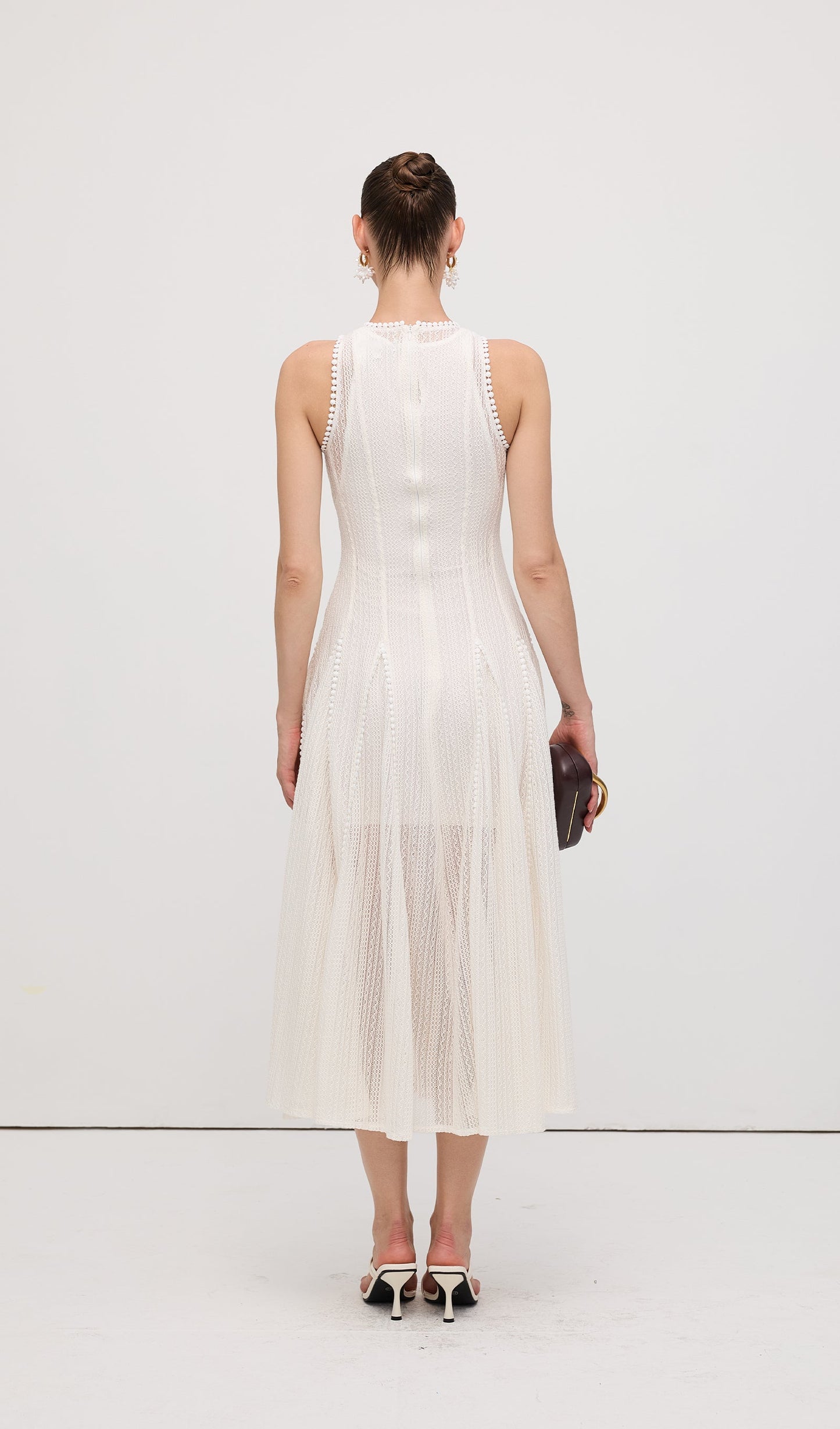 Semi Sheer Lace Sleeveless Maxi Dress