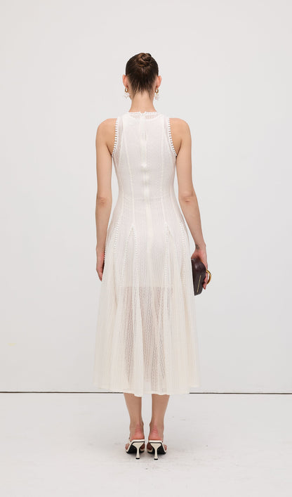 Semi Sheer Lace Sleeveless Maxi Dress