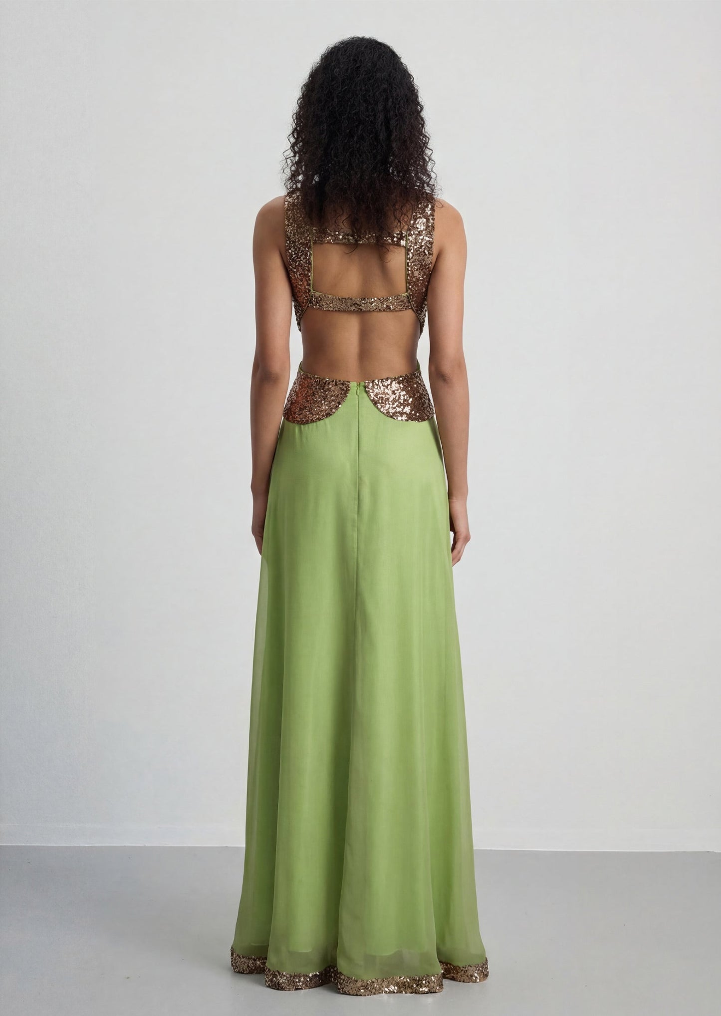 Melisa Pleated Cut Out Sequin Maxi Dress