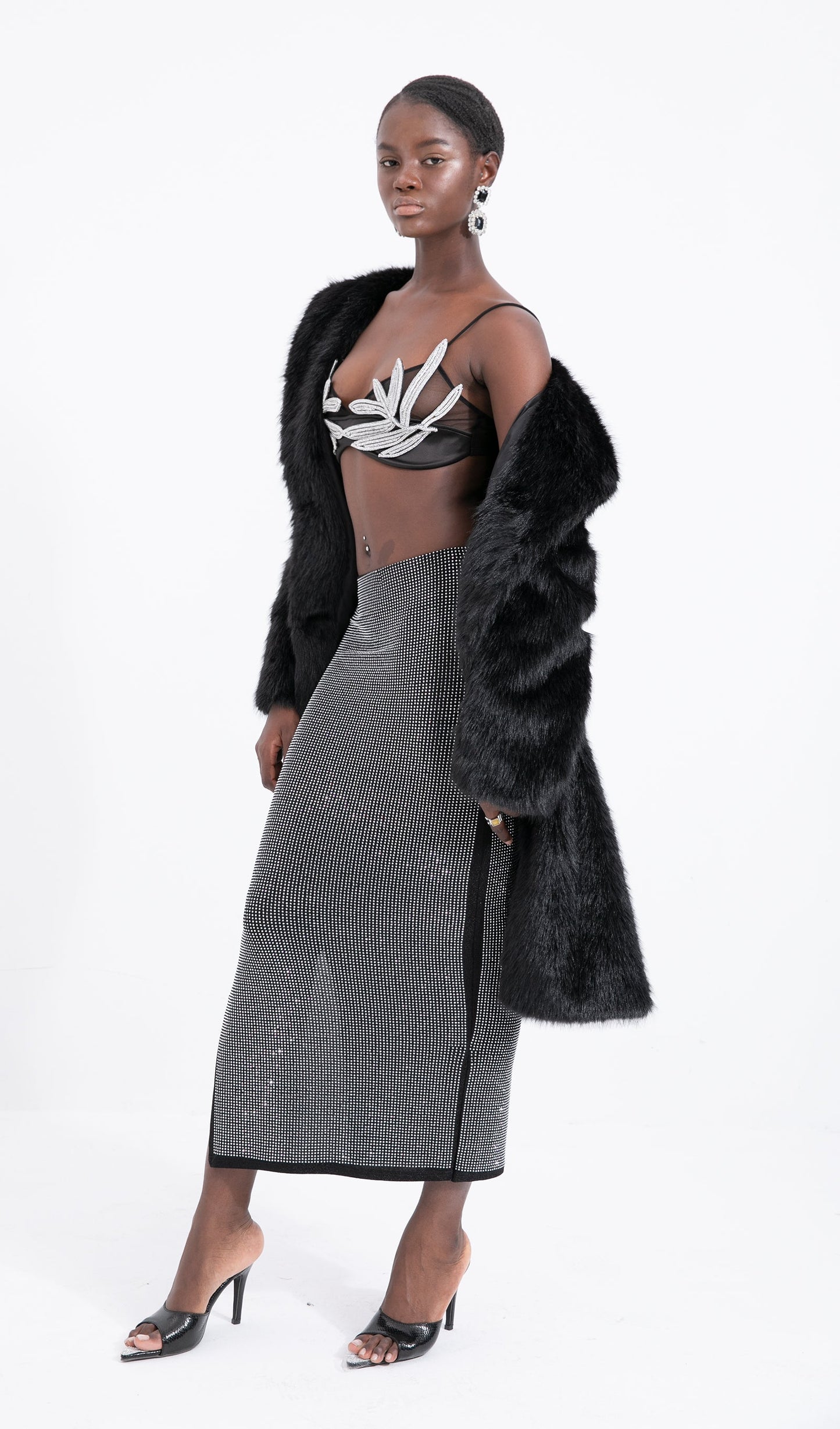 Trendy Black Maxi Length Eco-Coat