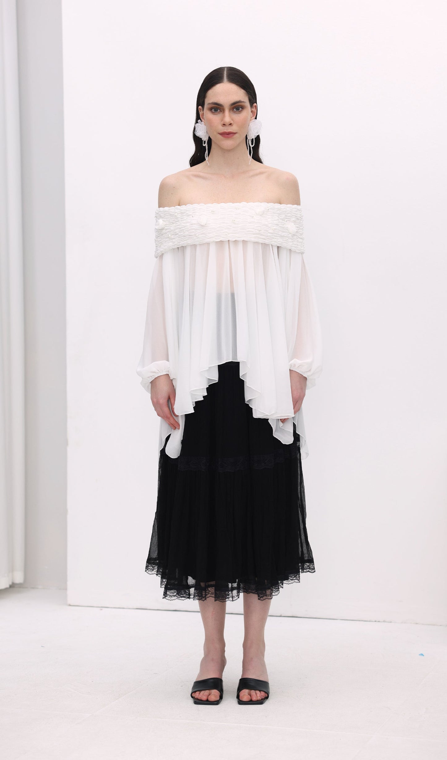 Off Shoulder Mesh  Mini Dress