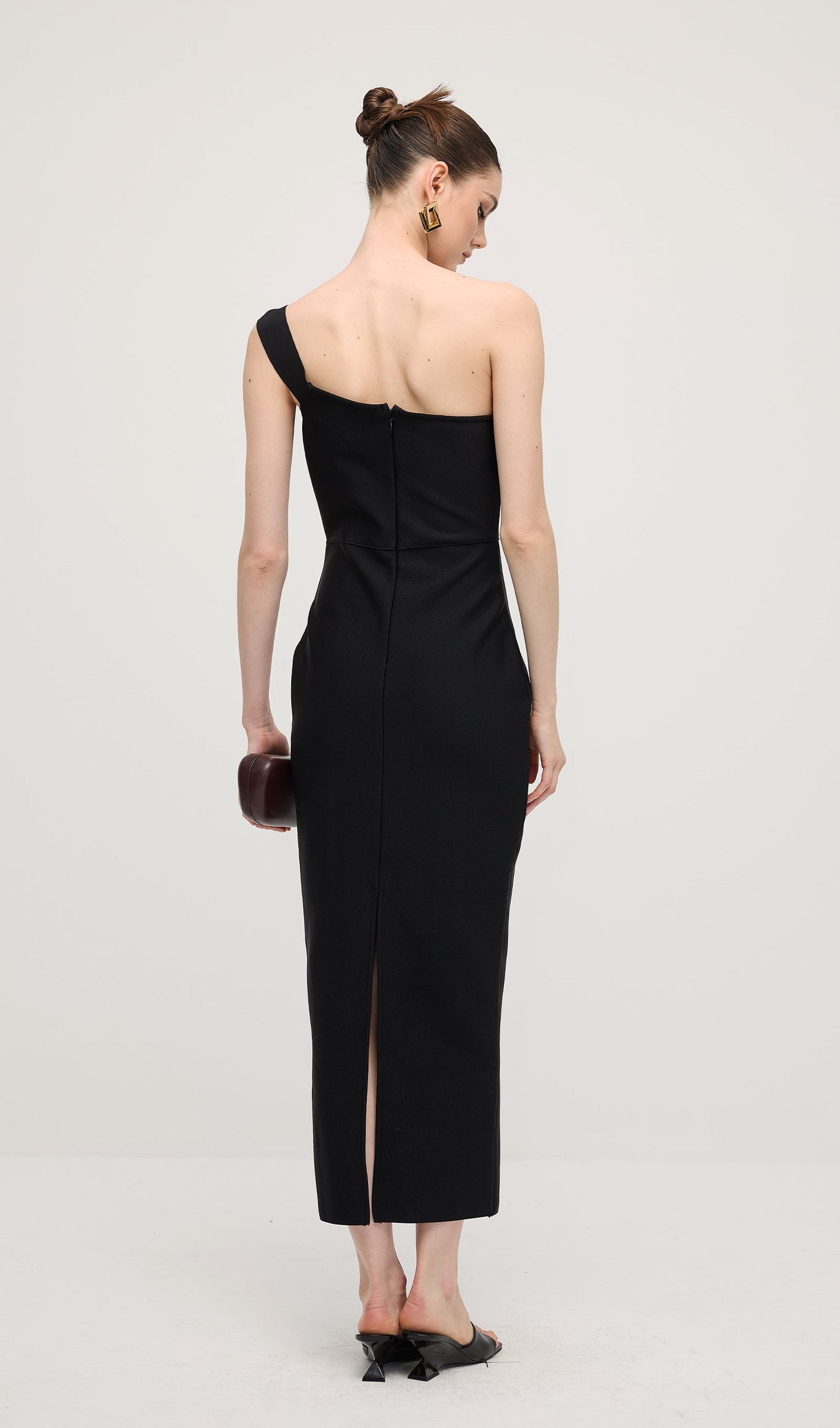 One Shoulder Rose Bodycon Maxi Dress
