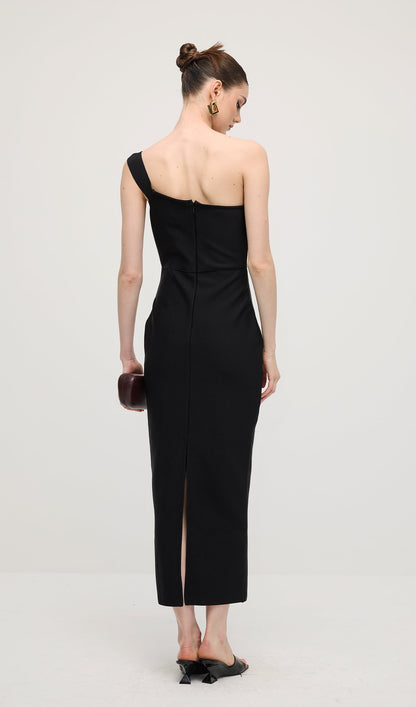 One Shoulder Rose Bodycon Maxi Dress